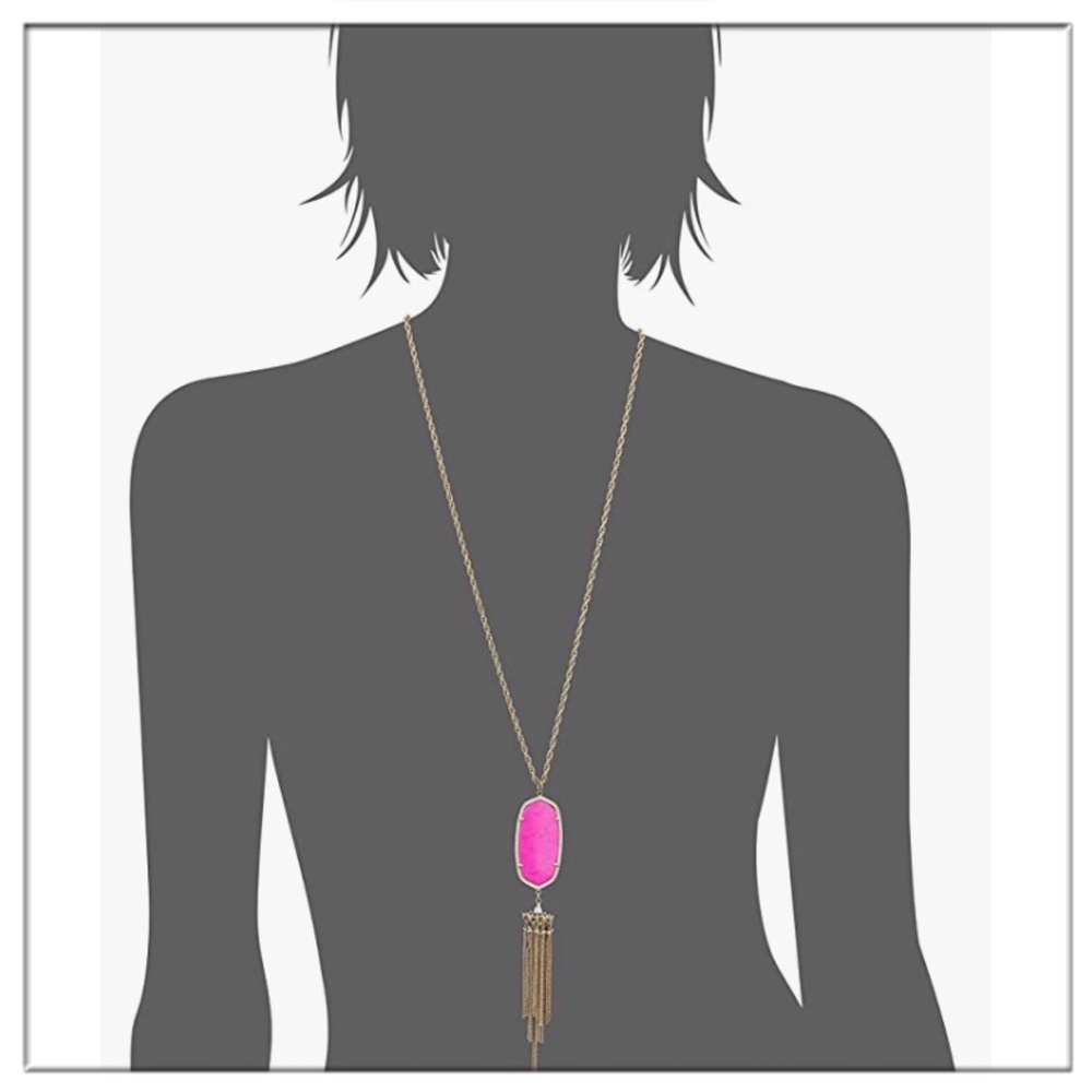 Kendra Scott Rayne Long Pendant Necklace In Magenta NWT - Picture 3 of 4